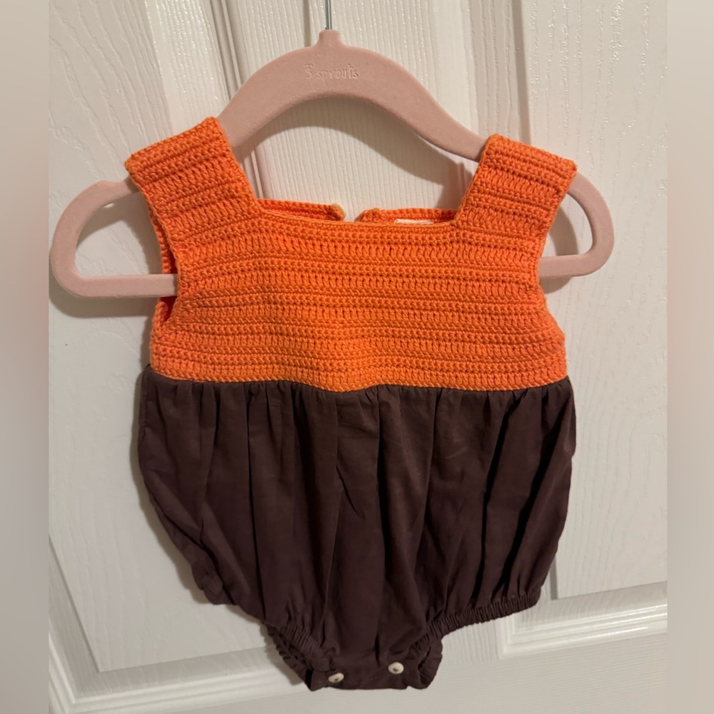Kate Quinn BNWT sleeveless sailor yoke bubble organic cotton crochet - 6-12m